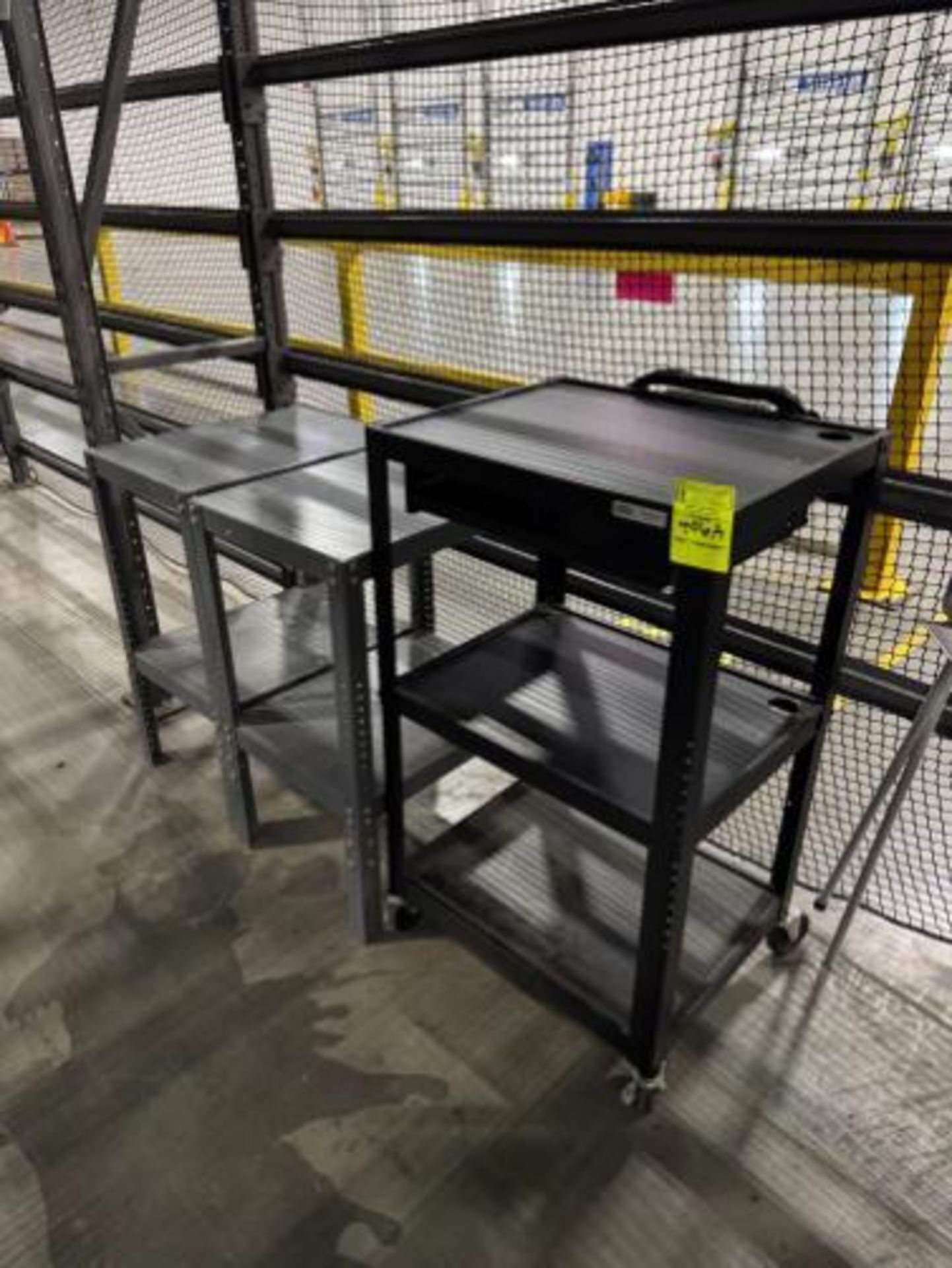 2) steel tables, A/V cart, & white board