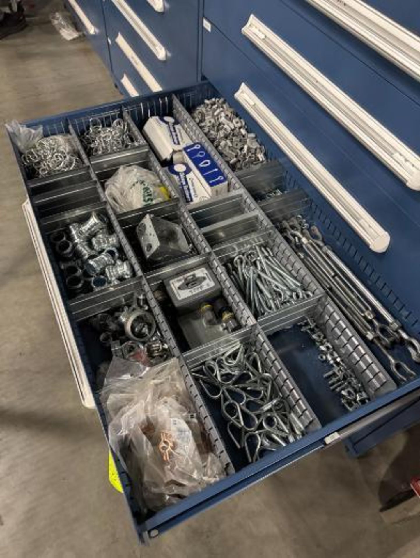 contents of 3) drawers- polyurethane hose, assorted hardware,