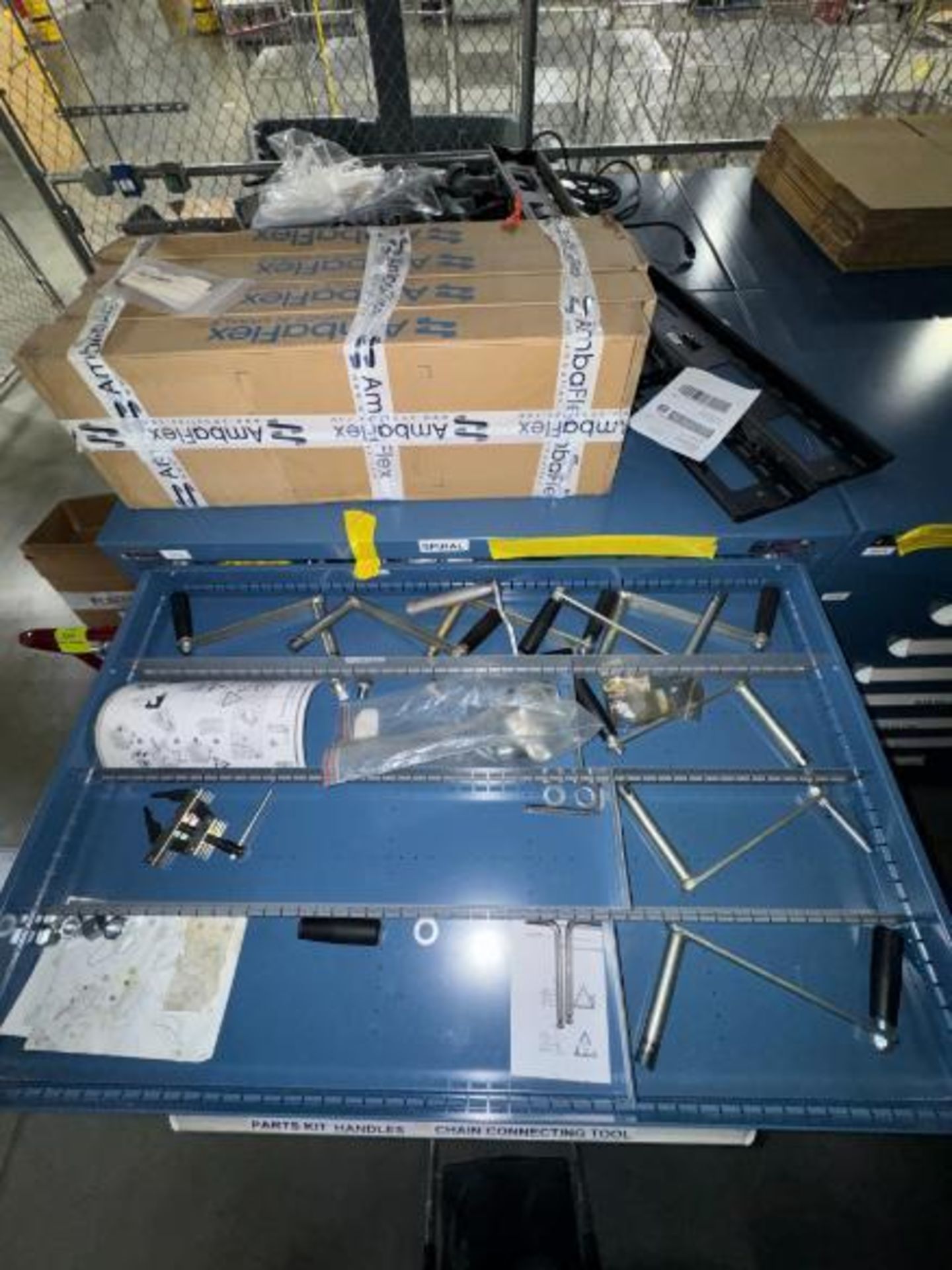contents of 9) drawers- AmbaFlex spiralveyor parts- bearings, spacers, - Image 2 of 7
