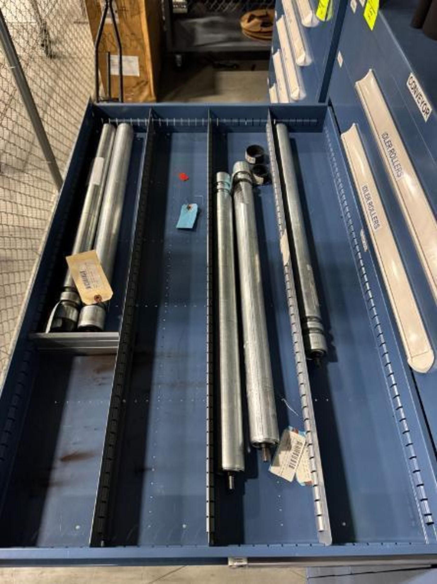 contents of 9) drawers- conveyor idler rollers & parts - Image 3 of 9