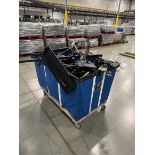 soft bin, on casters, w/ computer monitor mounting arms