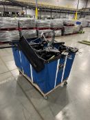 soft bin, on casters, w/ computer monitor mounting arms