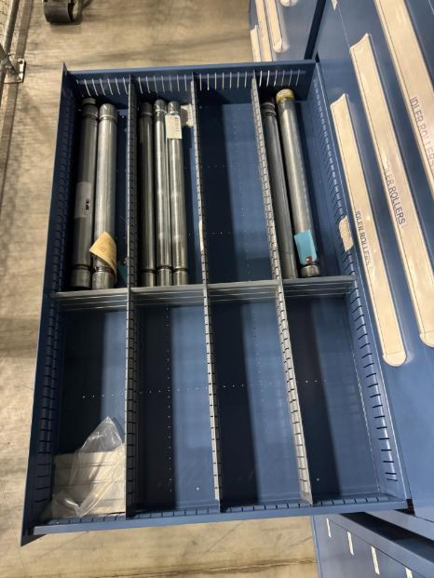 contents of 9) drawers- conveyor idler rollers & parts - Image 6 of 9