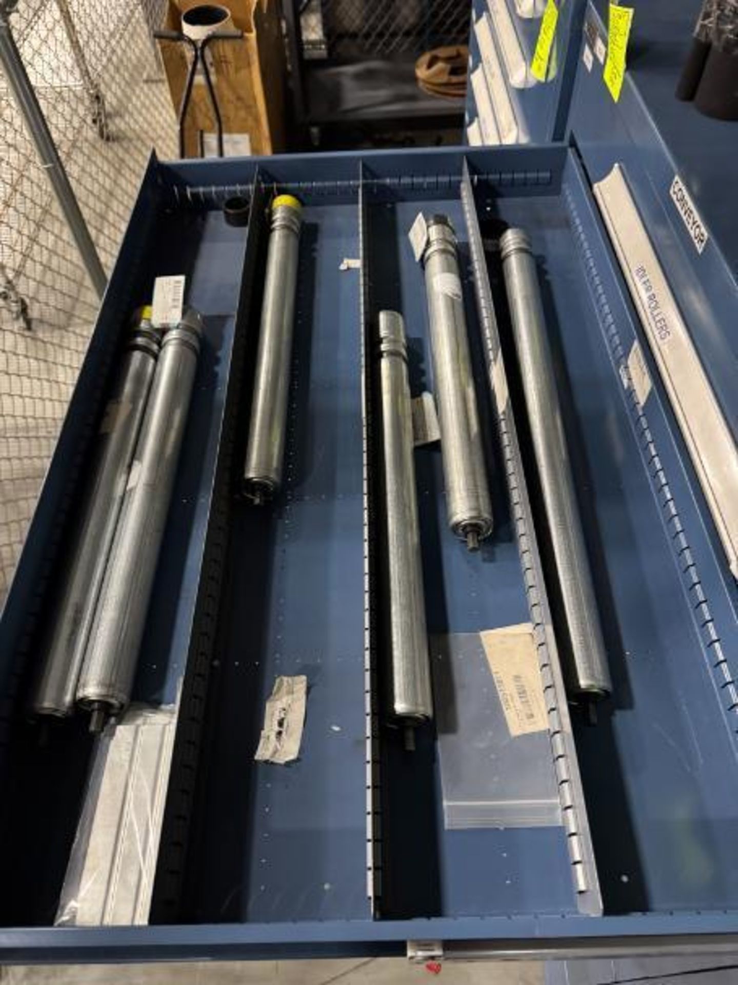 contents of 9) drawers- conveyor idler rollers & parts - Image 2 of 9