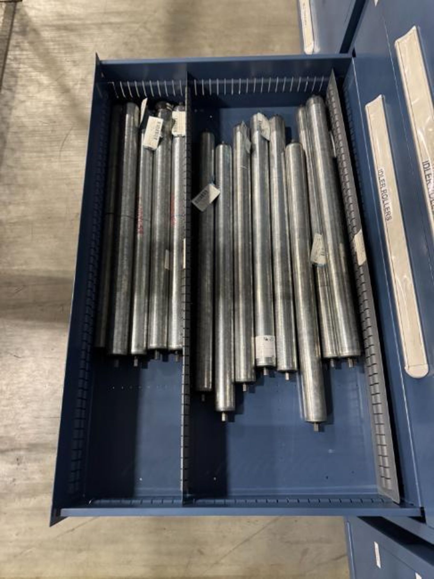 contents of 9) drawers- conveyor idler rollers & parts - Image 8 of 9