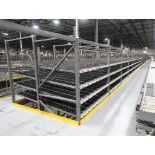10) sections of pallet racking w/ gravity flow rollers