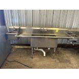 STAINLESS STEEL 2 COMPARTMENT SINK W/ ATTACHED HAND SINK
