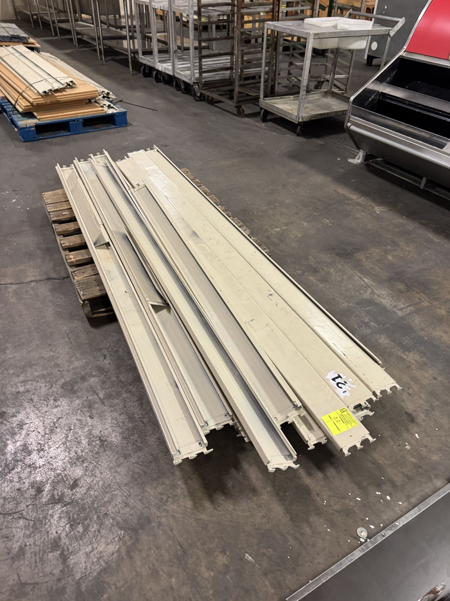 Pallets of misc shelving parts
