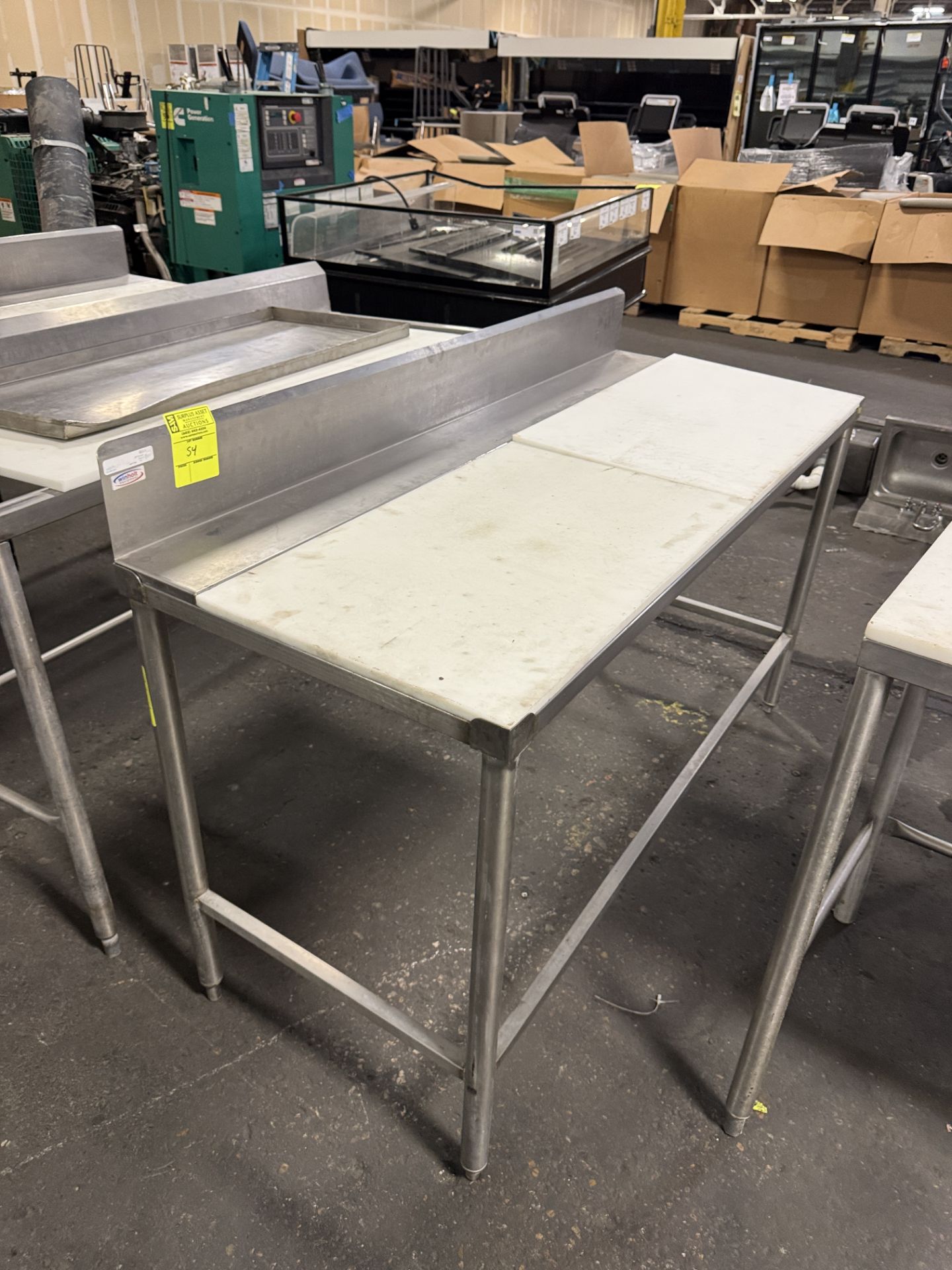 Stainless Steel table w/ polly top & backsplash