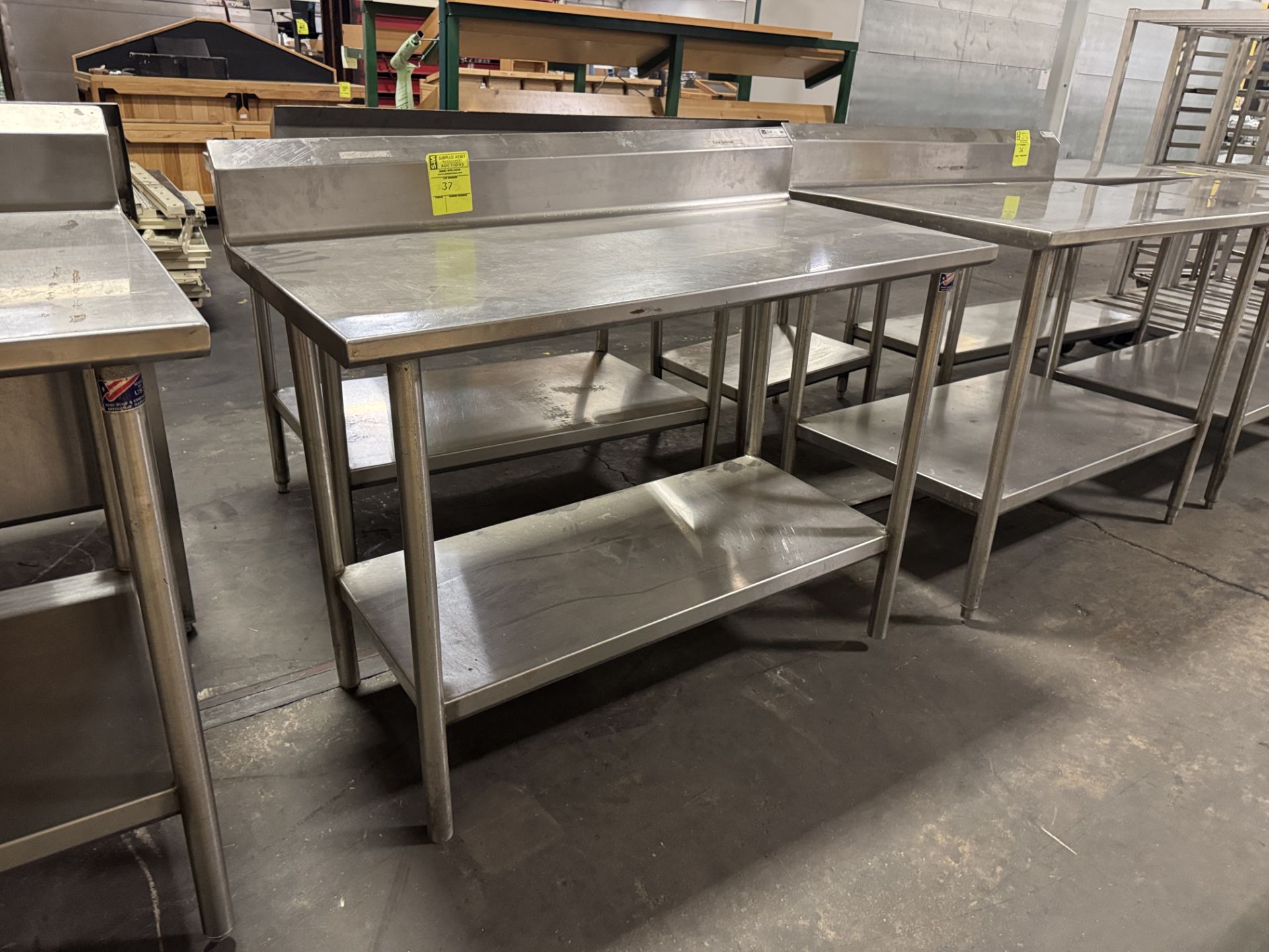 Stainless Steel table w/ undershelf & backsplash - Image 2 of 2