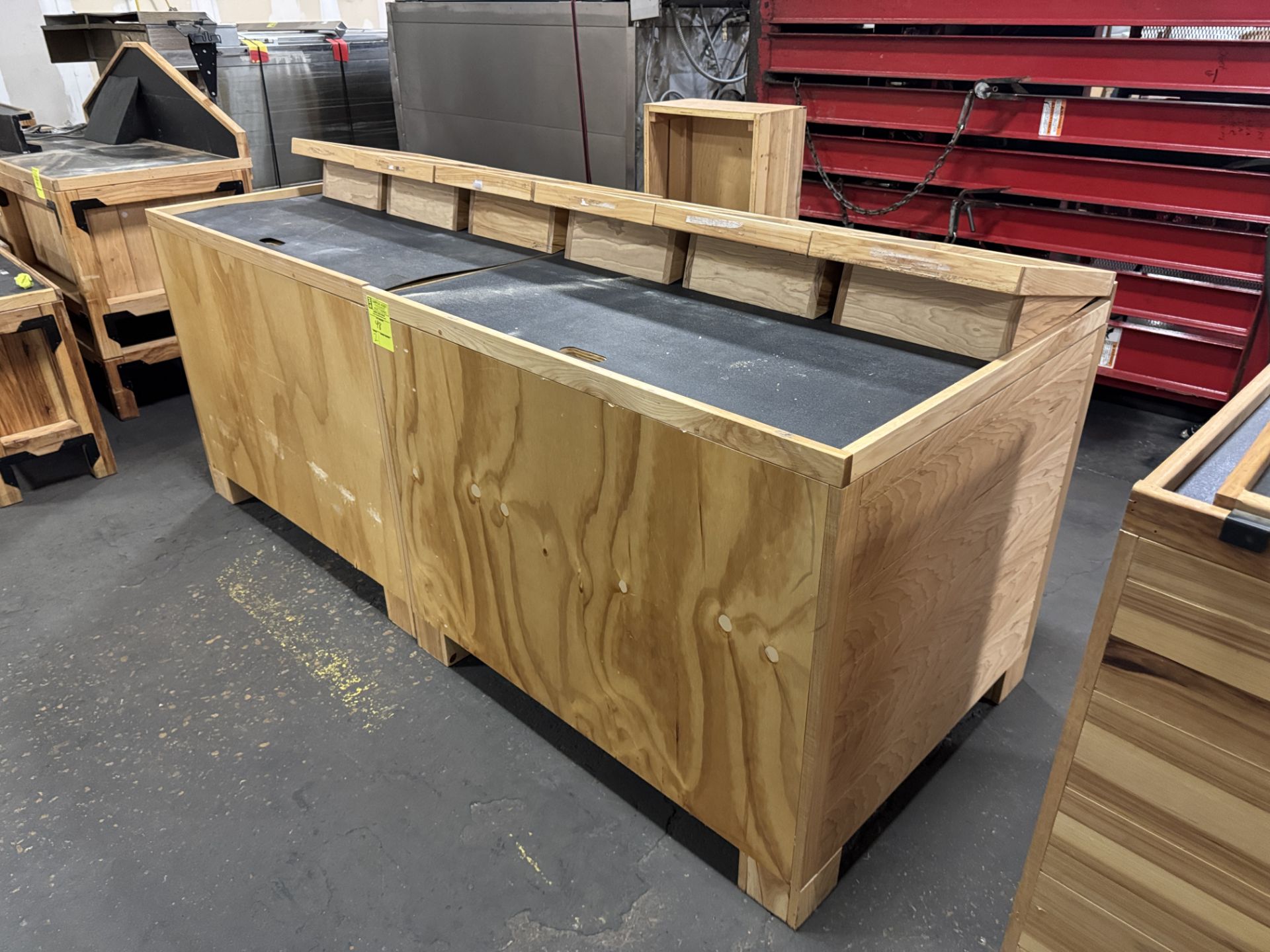 wooden dry produce display table w/ slanted shelves - Image 2 of 3