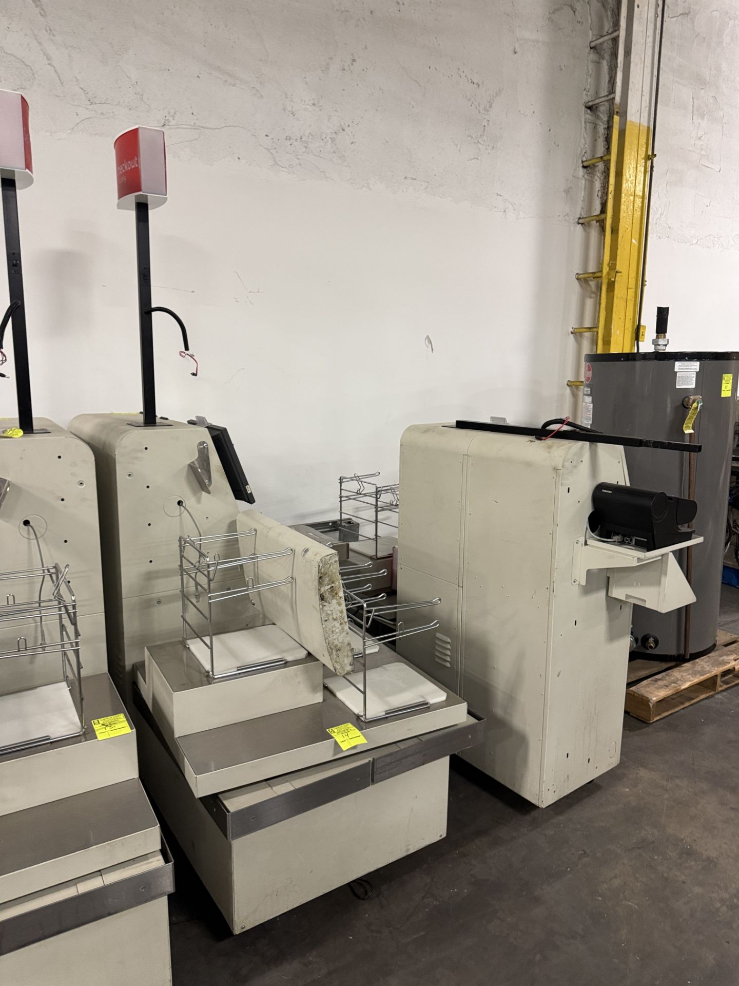 Self-checkout POS station w/ monitors, scales, receipt printer