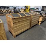wooden dry produce display table w/ slanted shelves