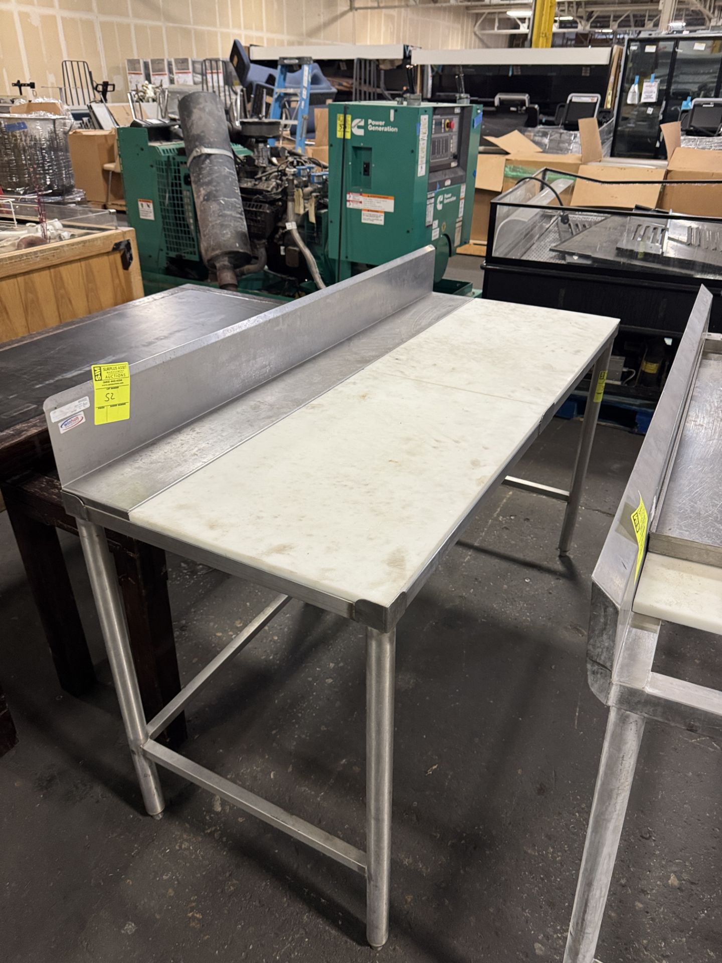 Stainless Steel table w/ polly top & backsplash