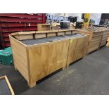 wooden dry produce display table w/ slanted shelves