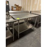 Stainless Steel table w/ undershelf & backsplash