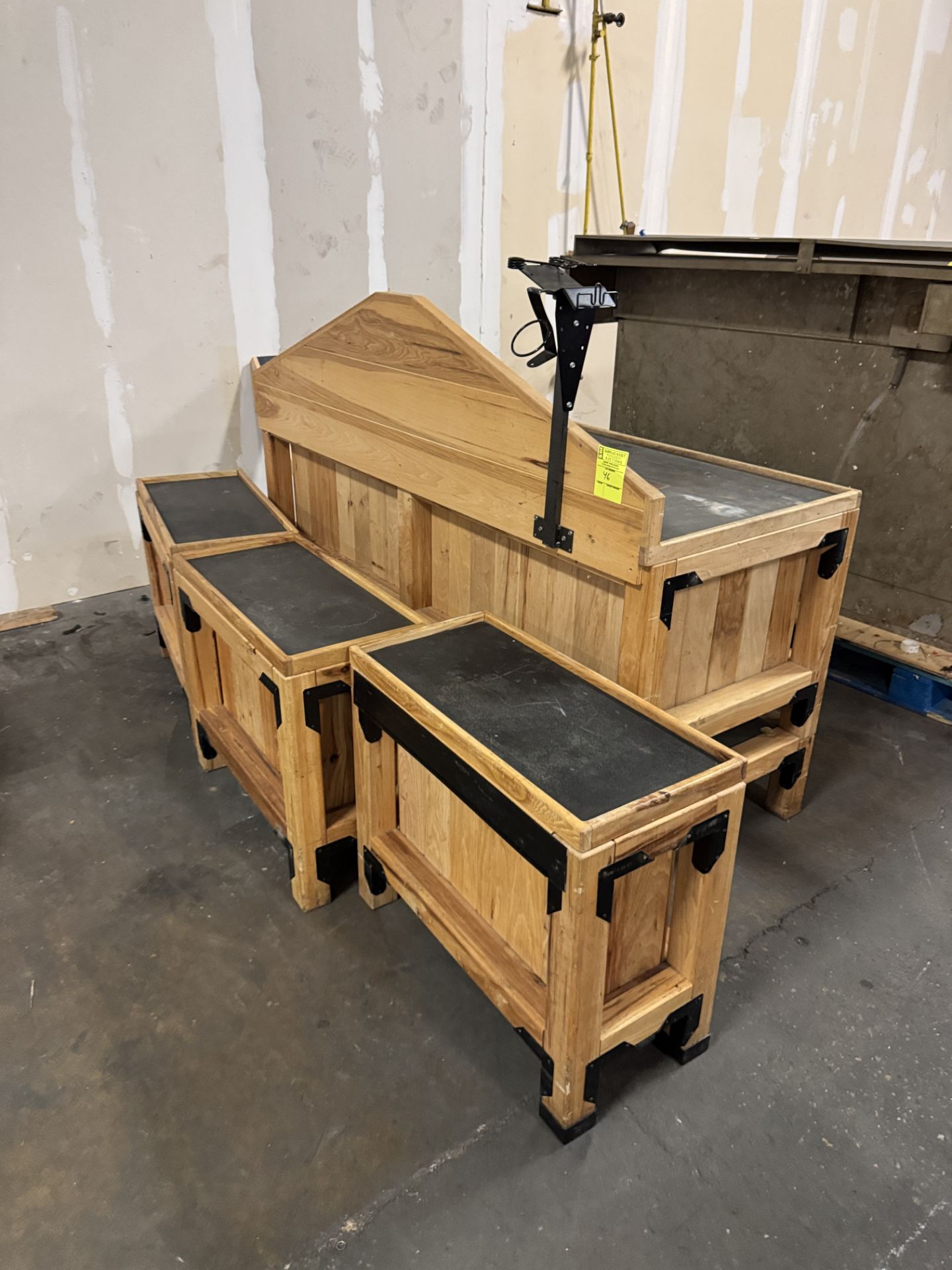 wooden dry produce display table w/ 3 side display tables