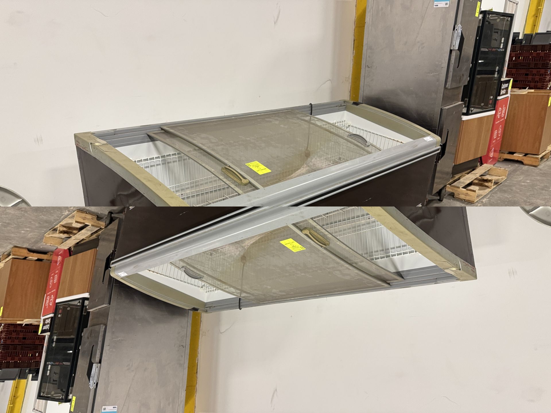 Fricon chest freezer w/ curved glass sliding doors