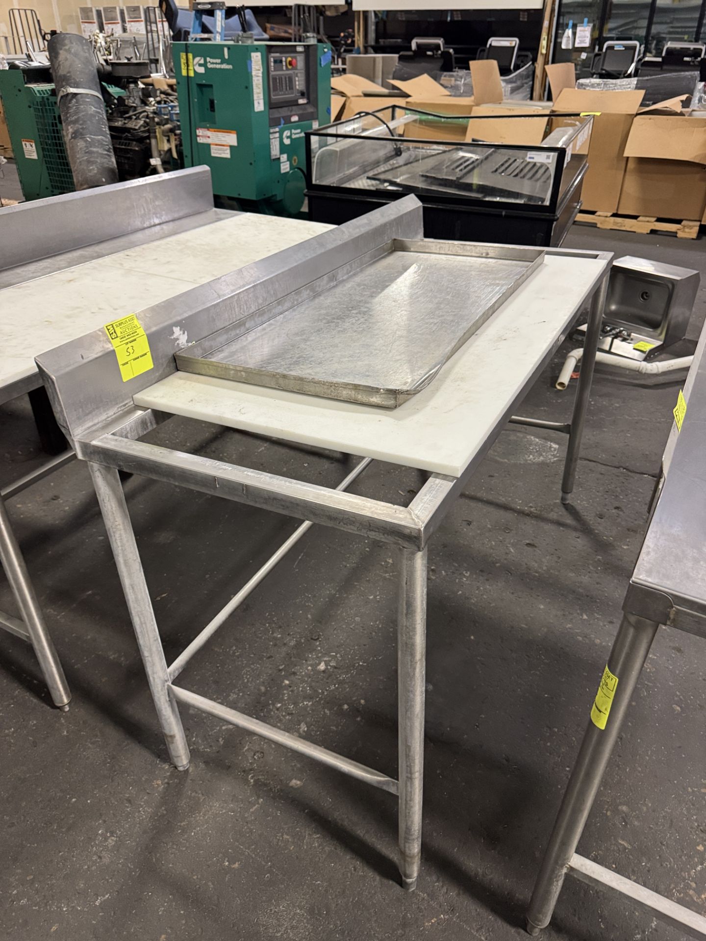 Stainless Steel table w/ polly top & backsplash