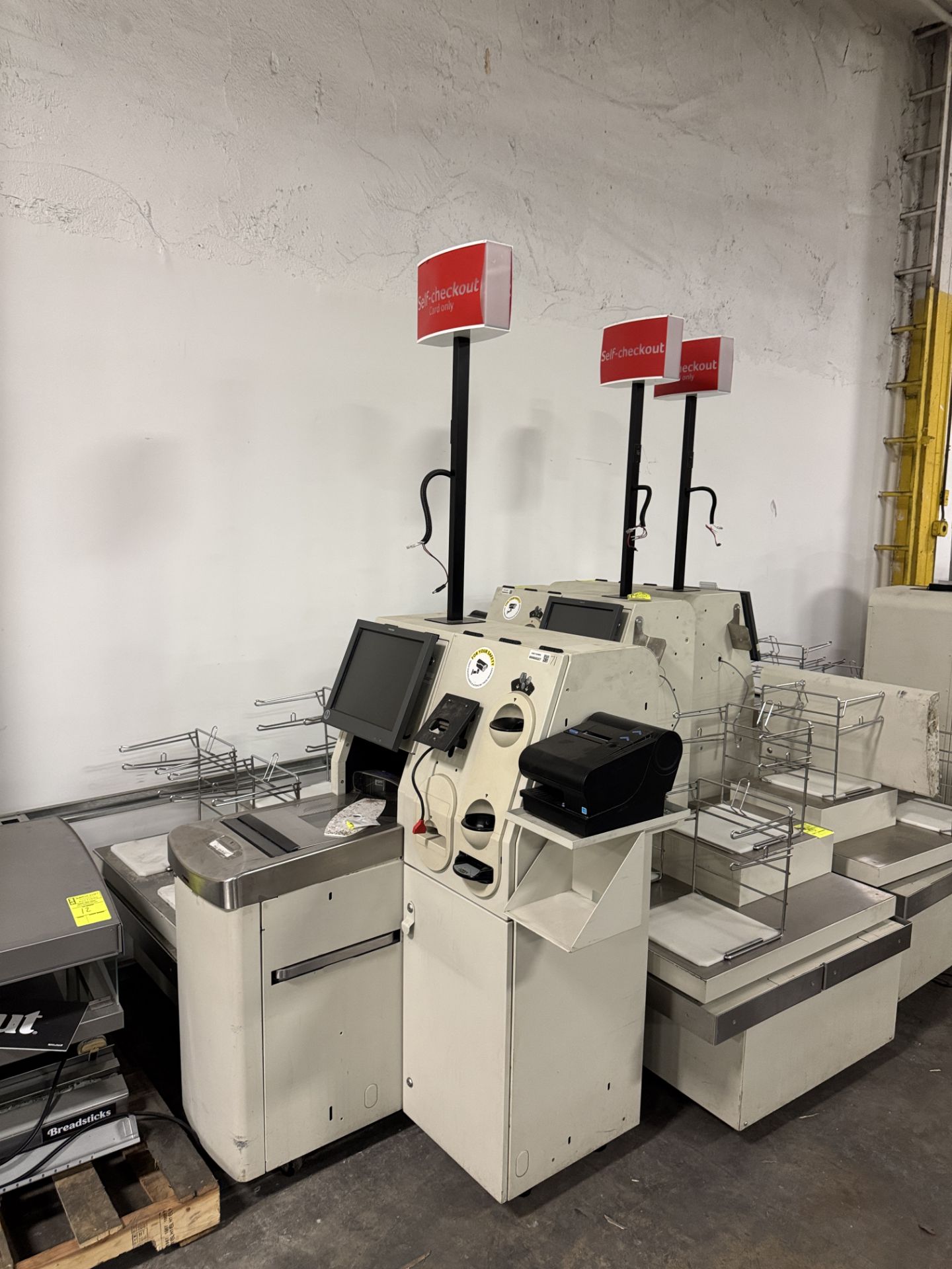 Self-checkout POS station w/ monitors, scales, receipt printer