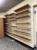 GROUP OF WOODEN WALL SHELVES IN FLORAL DEPT