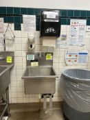 KNEE-OPERATED HAND SINK W/ SOAP AND PAPER TOWEL DISPENSER