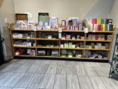 12FT OF WOODEN MERCHANDISING SHELVING