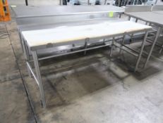 stainless/poly top table w/ backsplash