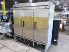 True solid stainless 3-door freezer