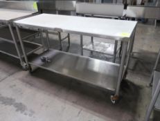 poly top table w/ undershelf on casters