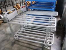 aluminum transport cart w/ basket, missing wheel