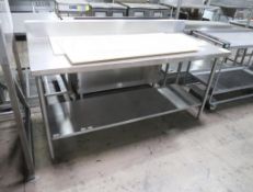 stainless table w/ backsplash and undershelf