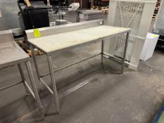 stainless poly top table w/ backsplash