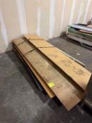 pallet of misc parts - warehouse rack uprights and MDF boards
