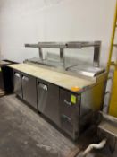 Migali 8' 3-door refrigerated prep station w/ top shelf,