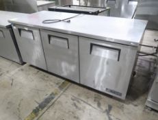 True undercounter stainless 3-door refrigerator