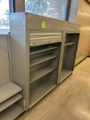 4FT METAL SHELVING UNITS W/ QMI ROLL DOWN DOORS