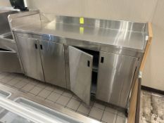 CURB MOUNTED 7FT STAINLESS WORKTOP CABINET W/ BACK AND SIDE SPLASHES