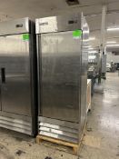 NORPOLE STAINLESS STEEL 1 DOOR REACH IN REFIGERATOR