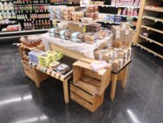 wooden bakery merchandising table w/ outriggers