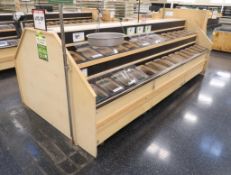 wooden 2-sided, reach-in bulk bin merchandiser