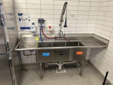 STAINLESS STEEL 3 COMPARTMENT SINK W/ SPRAYER
