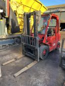 Nissan A30PQ Twin Mast Fork Lift Truck, serial no. LLGD02A30PQ, max. lift height 3.3m. forks approx.