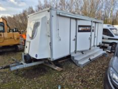 Marco Twin Axle 6m Exhibition Trailer, approx. 6m x 2.2m, including Bominstor wind out awning,
