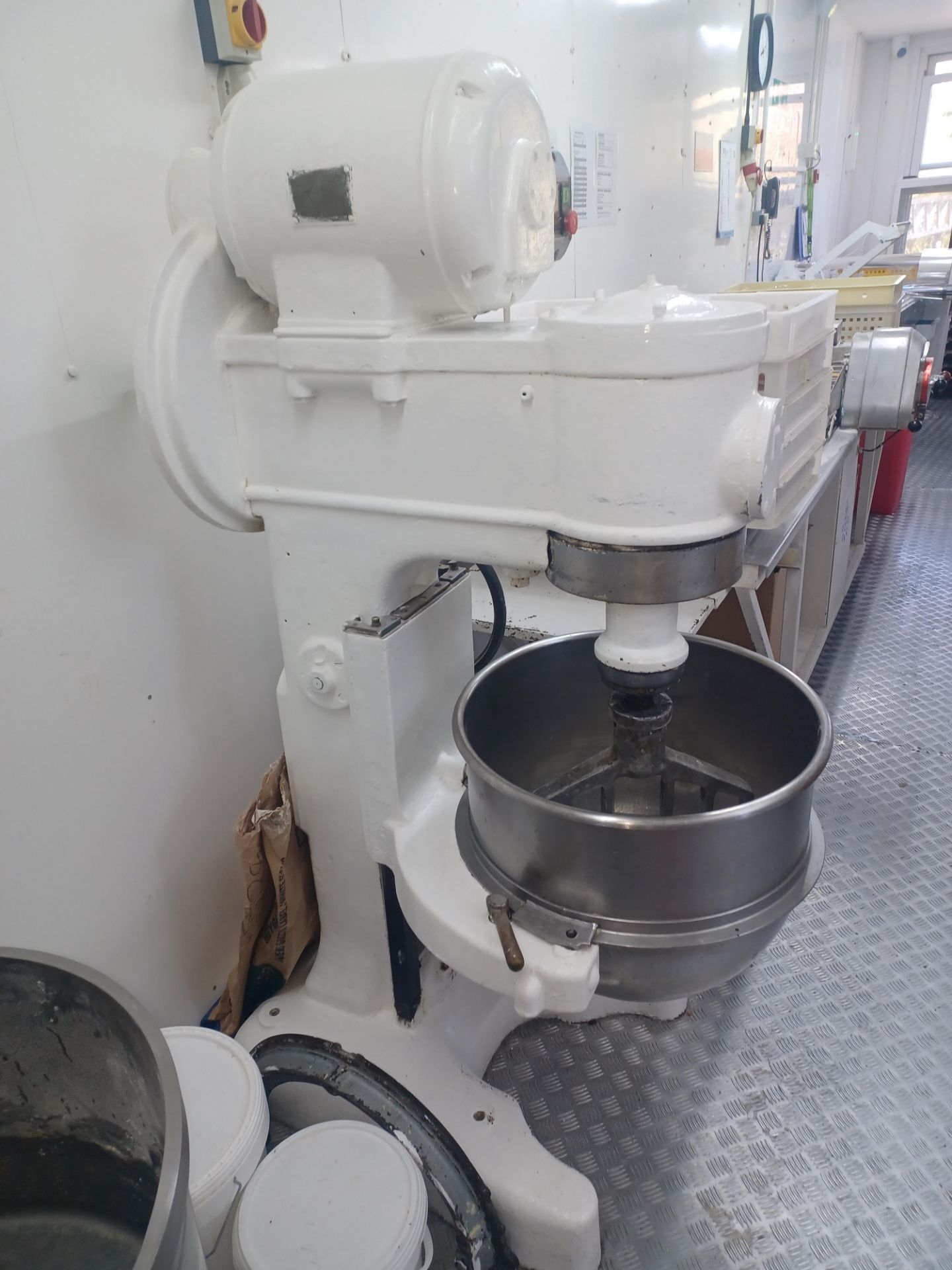 Hobart 80 QRT White Universal Bakery Mixer, three phase, with bowl and beater, dimensions approx.