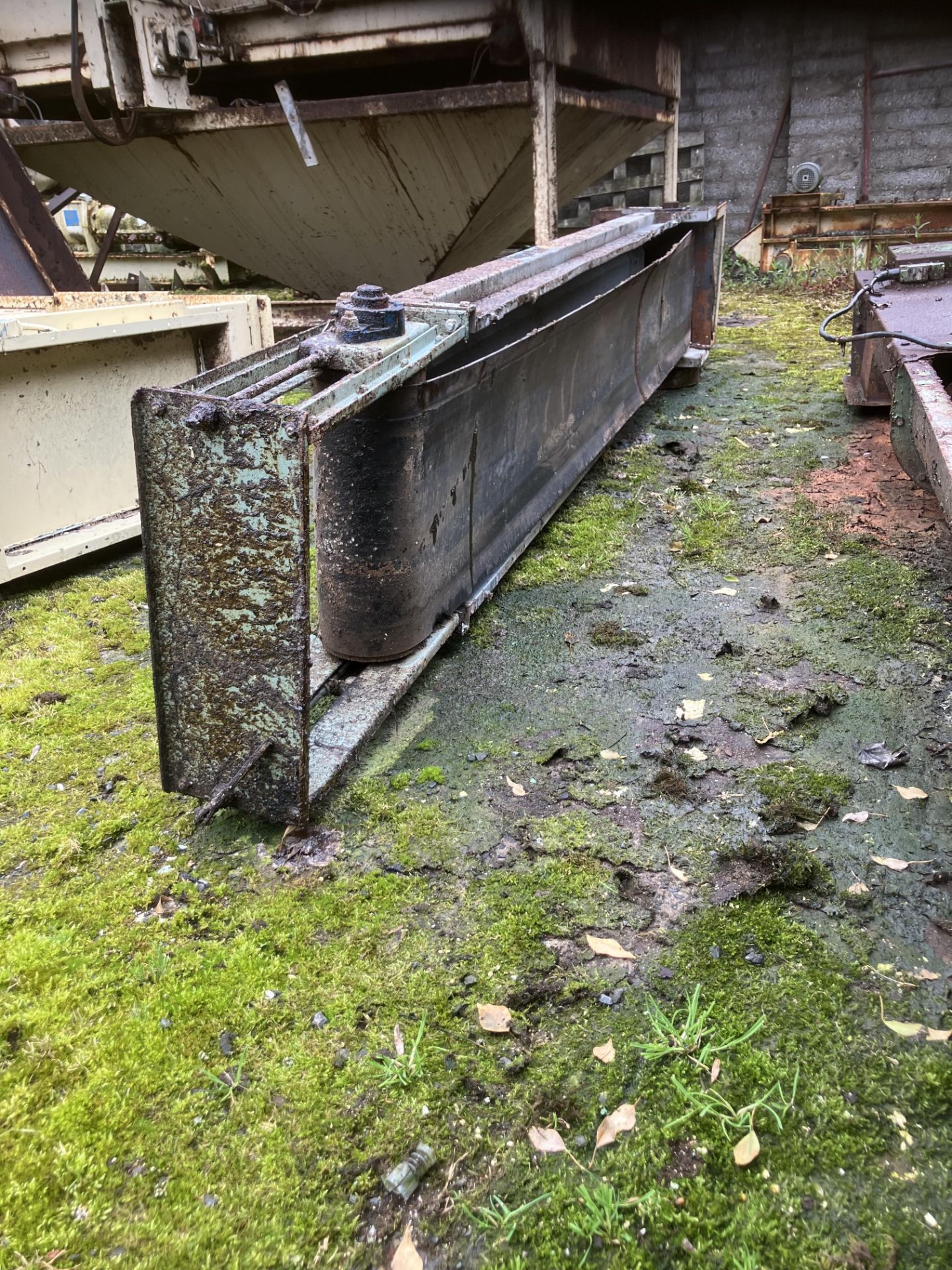 Belt Conveyor, approx. 2.7m long centres long and 38cm wide rubber belt, with electric motor (ex-