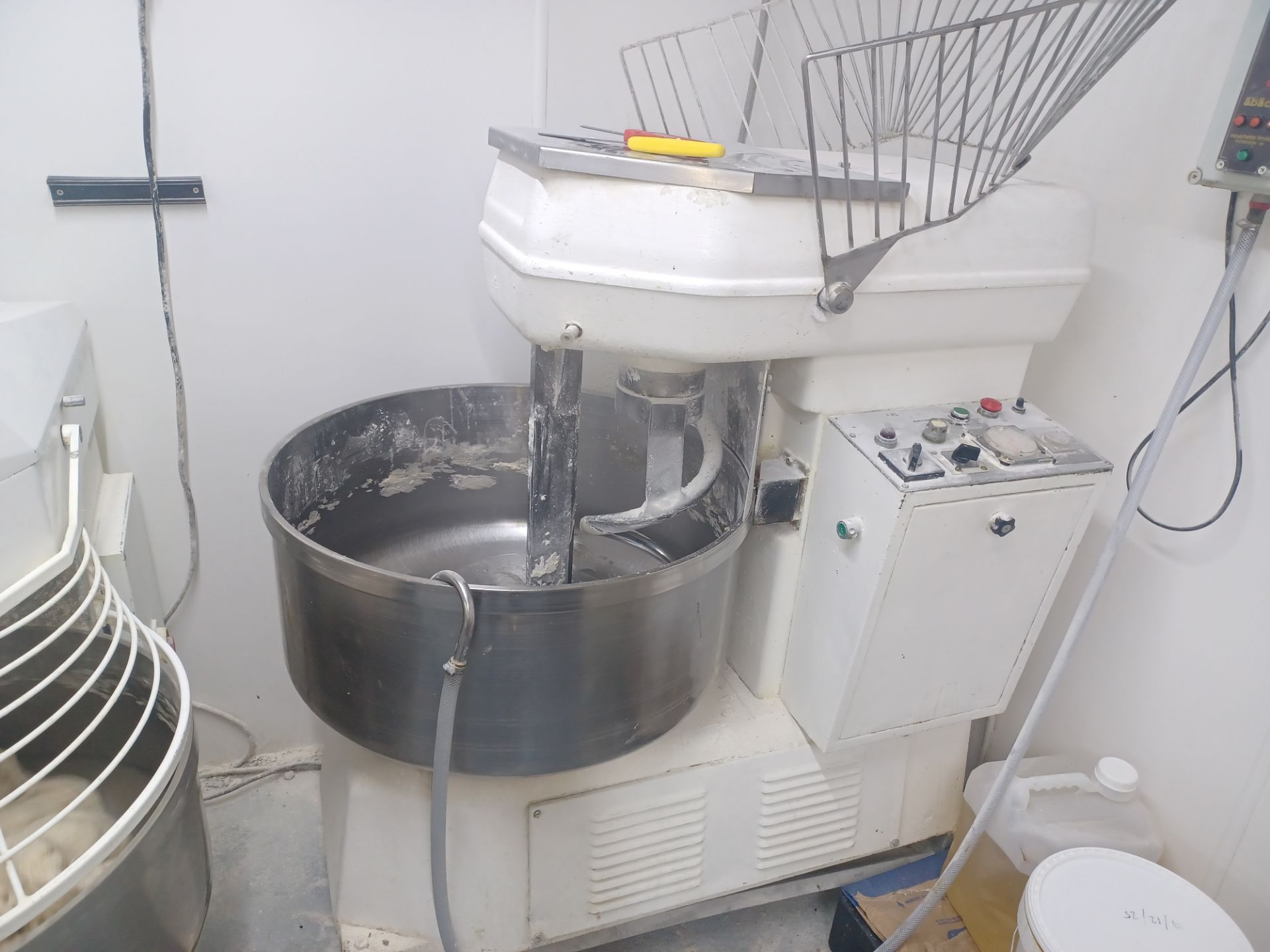 Esperia 80kg Spiral Dough Mixer, three phase (can see running), dimensions approx. 55in. deep x