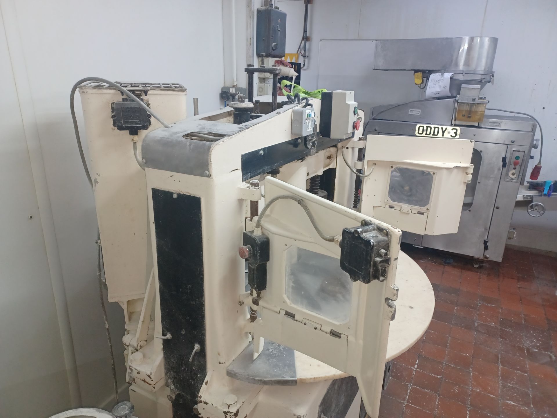 Camwheat Universal Eight Station Pie Blocker, three phase (can be seen running), year of manufacture