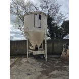 Live Bin, approx. 2.2m dia. x 3.2m high, with 11kW bottom mounted drive, it has two outlets, working