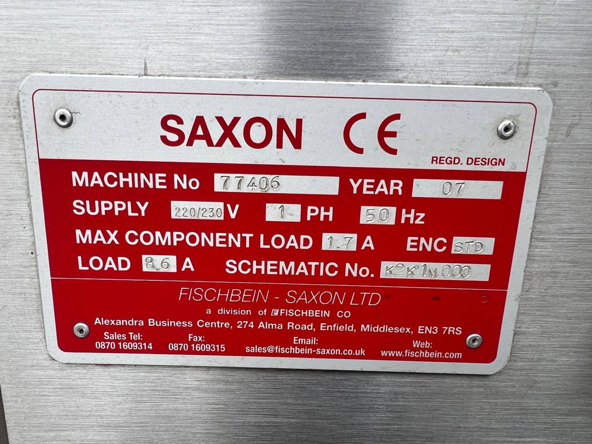 Fischbein-Saxon SH1000 Plastic Sack Heat Selaer, serial no. 77046, year of manufacture 2007, - Image 3 of 8